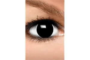 FUNZERA Hexe Halloween Kontaktlinsen Schwarz - 2er Pack (1 Paar) - Ohne Stärke - Ideal für Cosplay, Karneval & Fasching