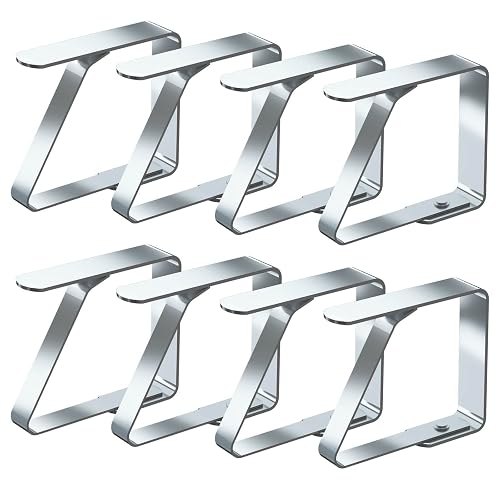 Blooven 8 Tablecloth Clips, Stainless Steel Tablecloth Clips, Table Cover Clips, Table Cloth Clips, Silver (8 Medium)