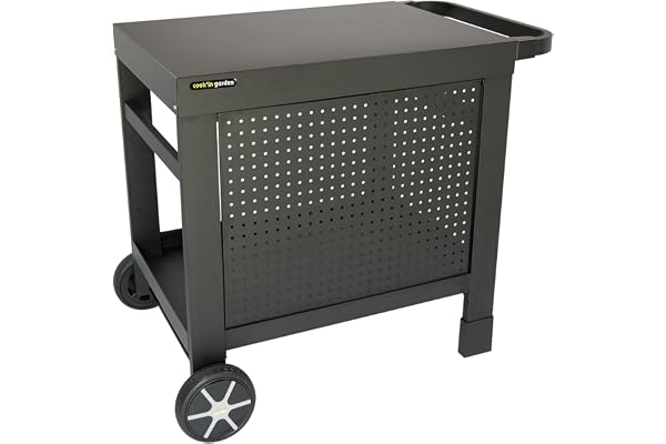 Cook’in Garden - Desserte de Jardin Reva 80, Chariot avec Plan de Travail et Crédence Amovible, Meuble sur roulettes Facile à Déplacer, Montage Facile & sans Vis, Idéal pour Plancha ou Barbecue