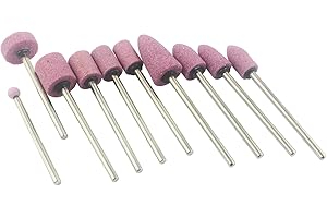 LUO KE 𝐋𝐮𝐨 𝐤𝐞 10 Pcs 85mm Extra Long Shank Rotary Grinding Stones - 1/4'' Round Shank Abrasive Stone Mounted Grinding Bits for Rotary Tools, Drill, Grinder
