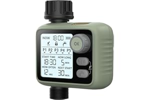 CROSOFMI Garden Sprinkler Hose Timer 5 Separate Programs Automatic Watering Timers for Lawn Greenhouse Irrigation Rain Sensor and Backlight Display