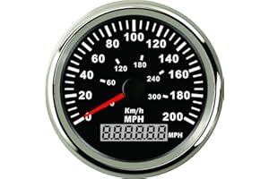 ELING Etanche MPH Compteur De Vitesse Odomètre 0-200MPH pour les Courses De Moto De Voiture avec Rétro-Éclairage 85mm 12V/24V