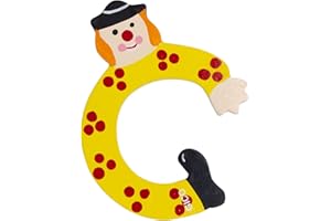 GICO Lettere in legno per cameretta dei bambini, grande decorazione per porta, clown divertenti, A-Z, altezza ca. 9 cm, lettera in legno 7361 (C)