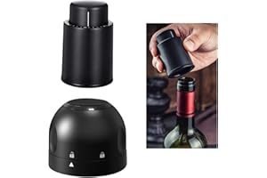 KNR HARMONY Champagner-Weinverschluss 2-in-1 wiederverwendbarer silikonversiegelter Champagner-Flaschenverschluss 1 Stück Vakuum-Weindosen mit Zeitskala-Stopper 1 Stück für Bier Wein Champagner Bar Party Schwarz