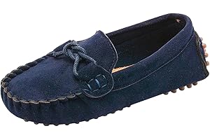 PPXID Fille Garçon Classique Suède Cuir Mocassins Loafers Chaussures