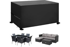 Callni Pokrowce na meble ogrodowe z bocznym paskiem napinającym, wiatroszczelne, wodoodporne tkanina Oxford 420D, pokrowiec na stół tarasowy, na krzesła zewnętrzne, sofę, do przechowywania,