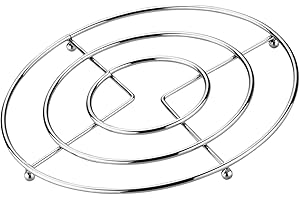 HAADI Cooling Rack Round Metal Trivets Holder Hot Pot Pan Cooking Stand Non-Stick Steaming Wire Rack for Kitchen Worktops Protector- Chrome