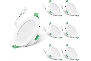 ALUSSO LIGHTING LED Encastrable 7W 230V Dimmable, 3000K 4000K 6500K Couleur Réglable, Salle de Bain IP65, Extra Plat 29mm Plafond, Lot de 6, Rond Blanc