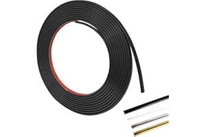 BECHOANIGEL Moulures décoratives autocollantes en PVC - 8 m x 8 mm x 2,8 mm - Pour mur, armoire, salle de bain, chambre à coucher (noir, 8 m)