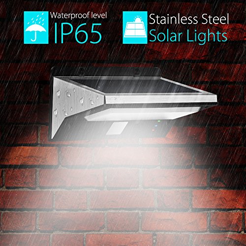 Abask Solarleuchte, 21 LED Wasserdichte Edelstahl Solarleuchten mit Bewegungsmelder, Kabellose Wandleuchten Gartenleuchte Solar Wandstrahler für Türe, Flur, Wand, Terrassen, Garten mit 3 Modi Bewegung - 5