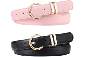 Coubeau Lot de 2 Ceinture en Cuir pour Enfants Fille Ceinture Élégante à Boucle Dorée pour Adolescentes Filles Jeans Robe