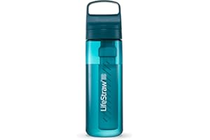 LifeStraw Go Series – Gourde filtrante sans BPA 650ml pour les voyages et l’usage quotidien. Élimine les bactéries, les parasites et les microplastiques. Améliore le Goût, Laguna Teal (bleu pétrole)