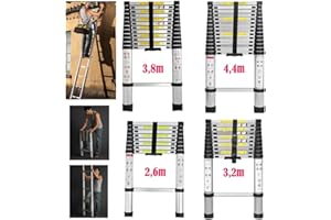 LUCN Klappbare Trittleiter, Teleskopleiter, Klappleiter, Klappleiter, aus Edelstahl, maximale Belastung 150 kg (3,2 m)