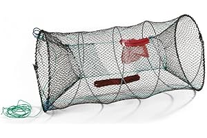 ARMERIAONLINE SINCE 1999 Nassa inganno pieghevole con contenitore per la pastura Nassa 90 cm porta pesci da pesca mare anguille aragosta barca cefali galleggiante rete da pesca pieghevole inganno trappola Gamberetti