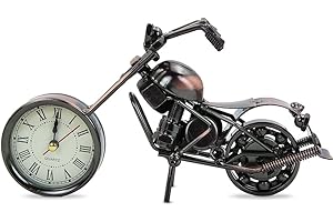 Boerni Créatif rétro Moto modèle Horloge métal Moto Collection étagère Horloge Fer Art Moderne Maison Bureau décor Ornements Cadeau pour père Homme Amoureux de la Moto