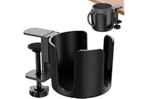 CAAGGMM Soporte Vaso Escritorio, Portavasos de Mesa de Aleación de Aluminio, Portavasos de Sobremesa Ajustable, para Vasos de Zumo, Té y Café(Negro)