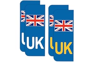 Onarway UK Car Stickers, Pack of 4 Self-Adhesive UK Car Number Plate stickers, UK Vinyl Car Stickers, for European Roads, Replace GB Stickers for Car Brexit GB, No Blow off, No Scratching