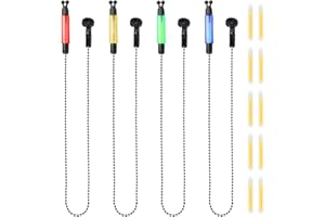 MONCAP 4pcs Indicateurs de Touche Pêche à la Carpe, 20pcs Lumière de Pêche de Nuit, Indicateur de Morsure, Accessoires Pêche Lumineux, Accessoires pour la Pêche à la Carpe et en Mer en Lac en Bateau