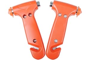 SHULLIN 2 Stück Auto Notfallhammer Sicherheitsgurtschneider Fluchtwerkzeug Fenster Nothammer Multifunktions Fensterhammer Fensterstanzer Emergency Escape Survival Tool fürs Auto Bus PKW LKW(Orange)