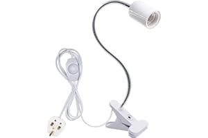 PULIAO Plant Growth Lamp Aquarium Heating lamp, Adjustable Brightness Basking Light for Reptiles, Heat Spotlight with 360 ° Rotating Neck, E27 Clip Desk Lamp with UK Plug (Without Bulb)