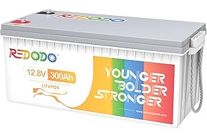 ‎REDODO Redodo LiFePO4 12V 300Ah Deep Cycle Batterien, über 4000-15000 Zyklen, integriertes 200A BMS, LiFePO4 Akku für Wohnmobile, Camping, Ersatz für Blei-Säure, SLA, AGM, Gel Batterie