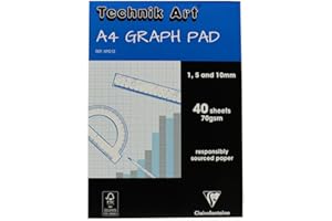 EXACOMPTA Clairefontaine - Ref XPG1Z - Technik Art - Graph Pad, A4 210 x 297mm, 1/5/10mm Blue Printed Grid Pattern, 40 Sheets Per Pad, Suitable for Photocopying - Blue & White