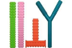 HOAISUN Sensory Chew Tubes for Autisitic Kids, 4 Pack Silicone Chewy Toys for Children with Autism, ADHD, SPD, Biting, Teething Needs, Silicone Fidget Toy Relief Stress, Anxiety