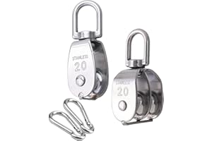 ACTIUSIS Umlenkrollen für Seile, Edelstahl 304 Flaschenzug, Riemenscheibe, Seilrollen, Seilrolle Fitness Tragkraft 75kg, Pulley, Riemenscheiben Abzieher, für Seile von Seilhebern, Schiffen, Yacht,2 Stück,M20