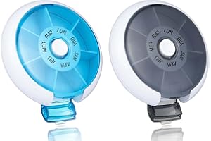 Kafeiya 2 Pièces Pilulier Semainier Français, Pilulier Journalier 7 Jours, Portable pour Voyage Médicaments Vitamines Comprimés (Bleu+Noir)