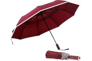 Cilnos Ombrello Pieghevole Antivento, Ombrello Pioggia Automatico con Doppio Baldacchino Portatile, Ombrello da Viaggio per Uomo e Donna, Apertura/Chiusura Automatica