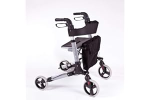 ANTEAMED Rollator in Alluminio Pieghevole Deluxe - Deambulatore per Anziani con 4 ruote, sedile e freni