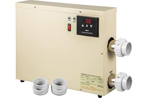VEVOR Chauffe-Piscine 11 KW 220-240 V Thermostat Électrique en d'Aluminium et Acier Inoxydable 50/60 Hz Thermostat Piscine Contrôle Température Eau, Piscine d'Hydrothérapie,Piscine Paysagère