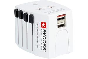 Skross - Adaptateur et Chargeur (USB) de voyage universel - Prises France vers Royaume-Unis (UK)/Etats-Unis (USA)/Australie/Chine/France 1.302930 Blanc