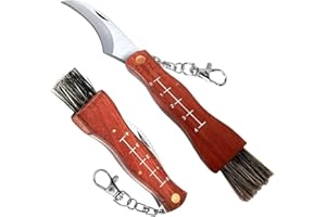 XULEGGNK Pilzmesser Mit Bürste, 21cm schwammerlmesser für Pilzsammler, Pilz Taschenmesser Aus Rostfreiem Edelstahl, Schwammerlmesser mit Pinsel, Pilzmesser Mit Skala, Geschenk für Pilzsammler