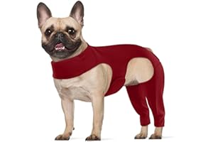 Hjyokuso Recovery Suit for Dogs, Surgery Leg Protection, Lick Sleeve for Rear Leg, Elbow Protector, Prevents Licking and Biting, Avoids Wound Infection Wine-Red L