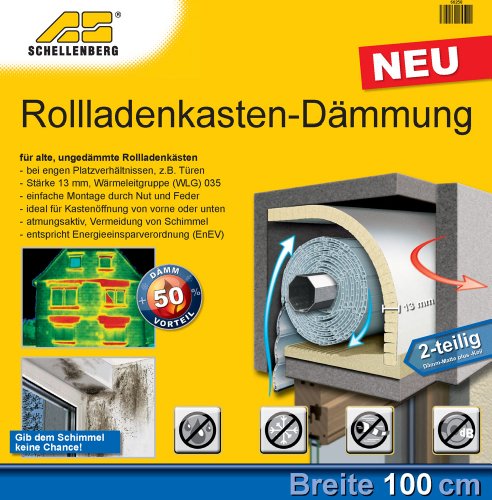 Schellenberg 66258 Rollladenkasten-Dämmung 2-teilig, 100 x 50 cm/ 13 mm