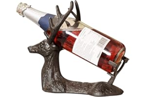 Dibor Wine Bottle Holder Storage Rack Countertop Cast Iron Freestanding Stag Deer Winter Wedding Anniversary Christmas Wine Gift