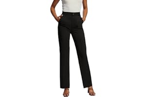 femiss High Waisted Straight Leg Trousers – Smart Office Wear, Formal Uniform Bottoms with 2 Side Pockets, Tailored Workwear, Stretch Fit for Women, Teens, Girls, Ladies (Size 6 to 18)
