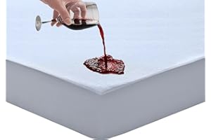 MIA WE DRESS YOUR HOME Coprimaterasso impermeabile al 100%, coprimaterasso extra profondo che assorbe l'umidità, superficie in spugna ipoallergenica e traspirante non rumorosa (Bianco, Singolo)
