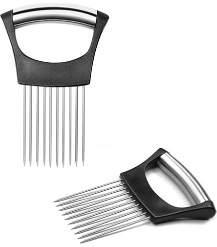 2 Pezzi Supporto Per Cipolle In Acciaio Inox - Utensile Da Cucina Multifunzione Per Affettare Verdure E Carne