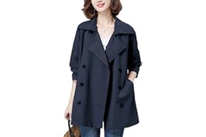 ROTAKUMA Spring Automne Nouveau Trench Coat Femme Double Poutre Casual Casual Trenchs Manteaux Femmes Court Court Sac À Vent Mince (Color : Navy blue, Size : XXL)
