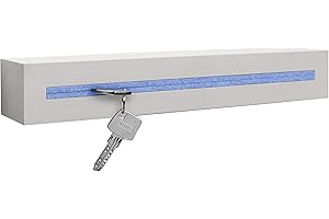 Buchenbusch urban design Schlüsselbrett mit Ablage aus Beton Light Edition 33x6x5 cm, Schlüsselboard Wand, Schlüsselaufbewahrung Flur, Hellblau