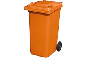 BritishBins Orange 240 ltr Wheelie Bin - Standard Size Household Wheelie Bin (For Many Councils) - Tough & Durable - For All Your Outdoor Rubbish & Recycling - EN840 Certified & Tested