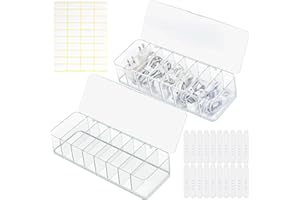 PIWOSGOL Kabel Organizer Box, 2 Stück Kabel Aufbewahrungsbox, Cable Management Box mit 8 Fächer & 20 Kabelbindern, Kunststoff Cable Organizer Box für Schreibtisch Aufbewahrung, Büro (Transparent)