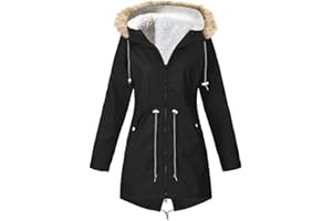 Chnnamzu Winterjacke Damen Warm - Damen Winter Jacke mit Kapuze Verdicken Gefüttert Warm Jacke Parka Mantel Puffer mit ReißVerschlüSse Und Knöpfe