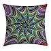 Produktbild Fractal Throw Pillow Cushion Cover, Psychedelic Tentacles Converging into Flower Form Infinity Spinning Focus Design, Decorative Square Accent Pillow Case, 18 X 18 Inches, Green Purple