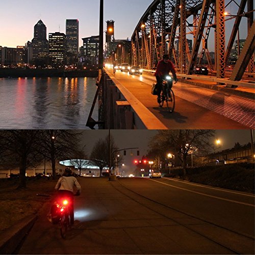 LIVEHITOP Wiederaufladbar LED Fahrradlampensets, Fahrrad Scheinwerfer Rücklicht Kombinationen 3 in 1 Nachladbare Fahrrad Licht Set (1 Scheinwerfer mit 120 DB Laut Hupe, 1 Rücklicht mit Clip, 2 USB-Kabel) - 7
