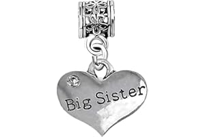 CHARM BUDDY Sister Heart Pendant Charm with Gift Bag fits Silver Charm Bracelets Sister Birthday Gift Sister Christmas Gifts