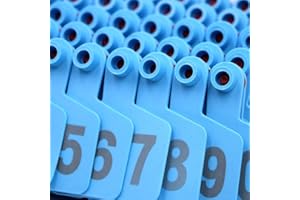 KaDdu 100pcs Livestock Ear Tags,001-100/101-200/201-300/301-400/401-500 Identification Numbered Animal Ear Tag for Cows Cattle Goats Pigs 1-100 navy