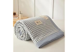 DOTBUY-SHOP Cotton Quilted Bedspreads, Check Quilt Bed Throws Cotton Filling Duvet Super King Single Double Size Children's Bed Quilted Throw for All Season (Light Blue,180x200cm)